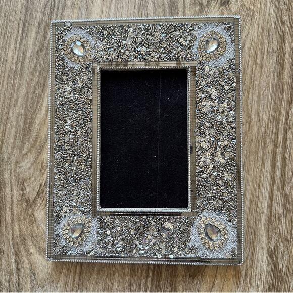 Accents | Silver Beaded Rhinestone Picture Frame 5x7 Photo Glam Home ...